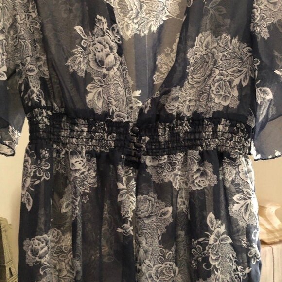 Rue 21 sz S Sheer Floral Long Hi Low Cover Up / Tunic Dress - Picture 4 of 11